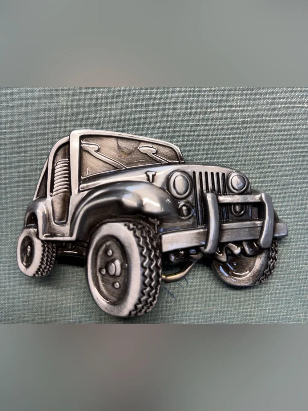 Vintage Jeep 4x4 Metal Belt Buckle Silver Tone New